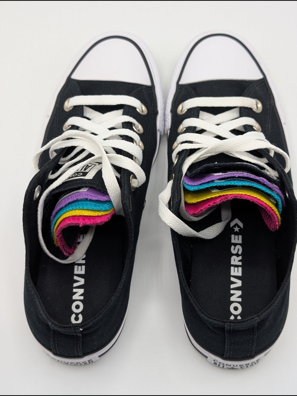 Converse Chuck Taylor All Star  Unisex M 6 W 8 Low Top Sneakers Rainbow Tongue - Picture 7 of 10